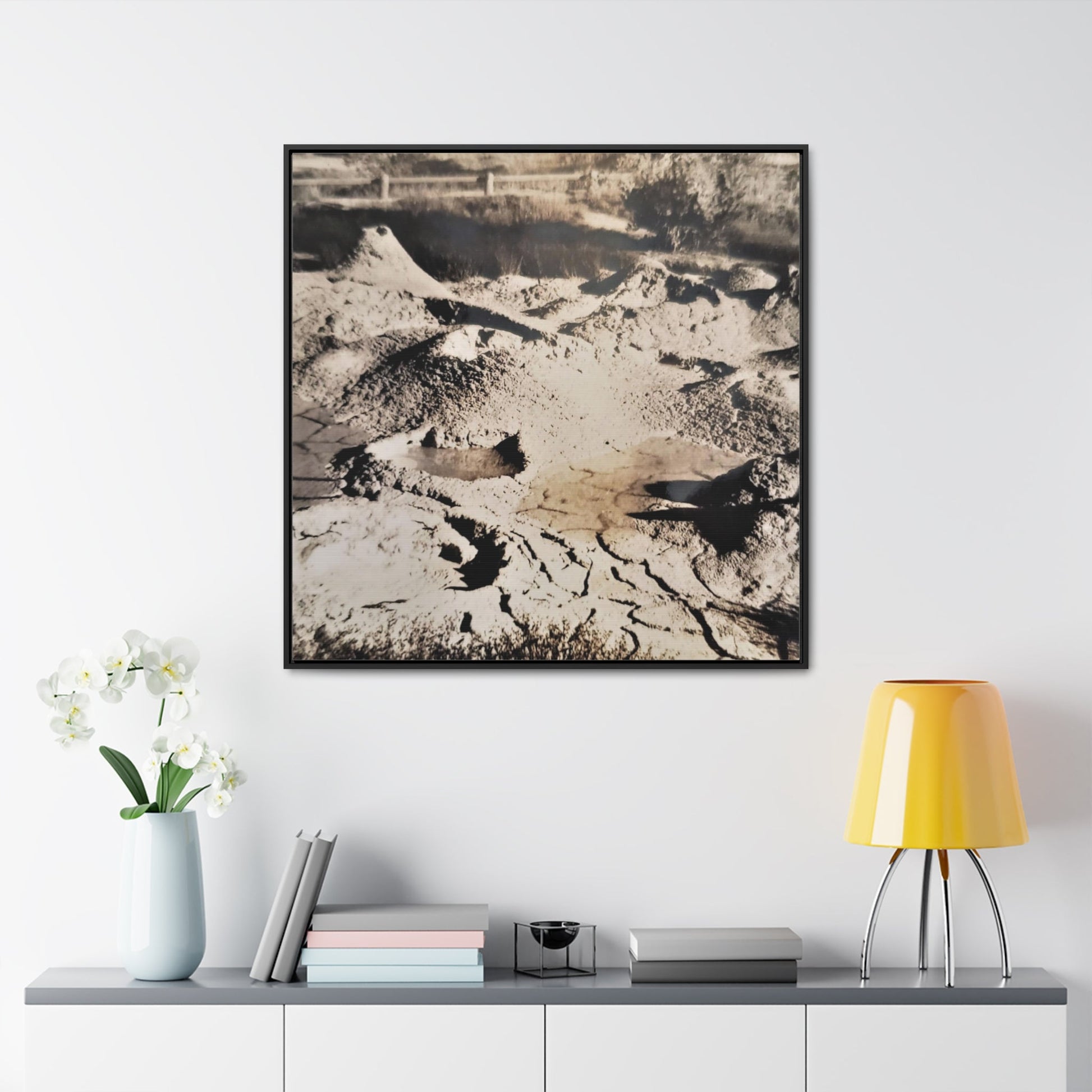 Yellowstone West Thumb Paint Pots Gallery Canvas Wraps Square Frame - 36″ x 36″ 1.25" Black - Canvas