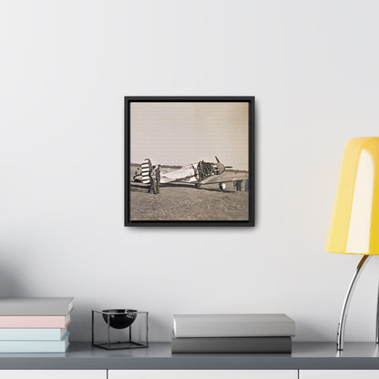 Army Pursuit Plane Ames Airport 1939 Gallery Canvas Wraps Square Frame 12″ x 12″ 1.25" Black