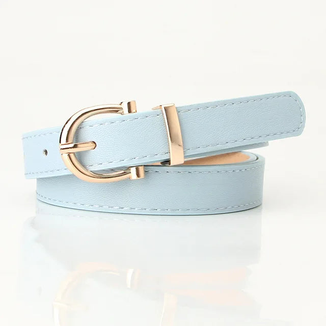 PU Leather Simple Metal Buckle Belt