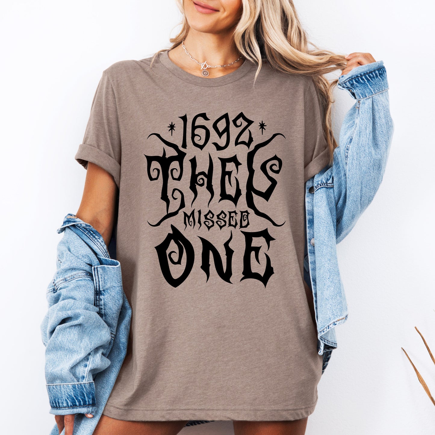 1692 They Missed One Salem Spooky Witch Halloween Edition Collectible Graphic Tee - Brown - T-Shirt