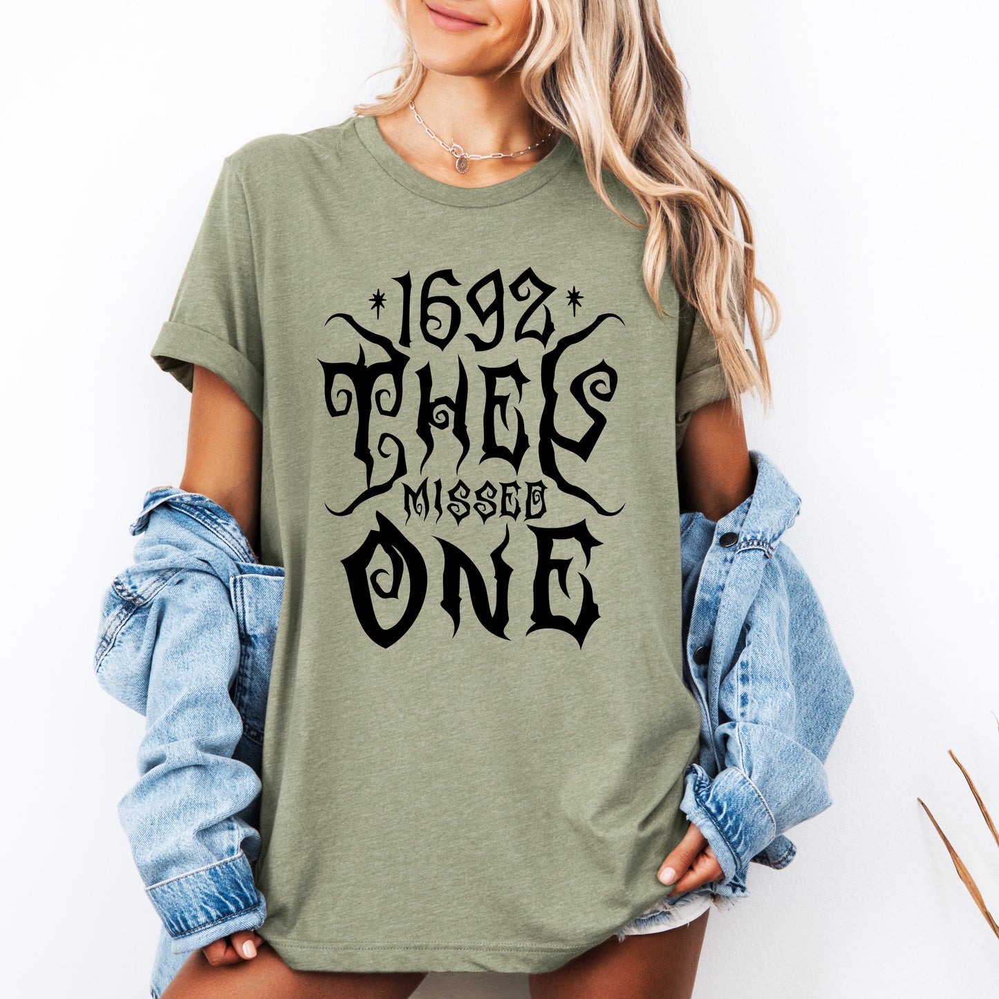 1692 They Missed One Salem Spooky Witch Halloween Edition Collectible Graphic Tee - Sage - T-Shirt