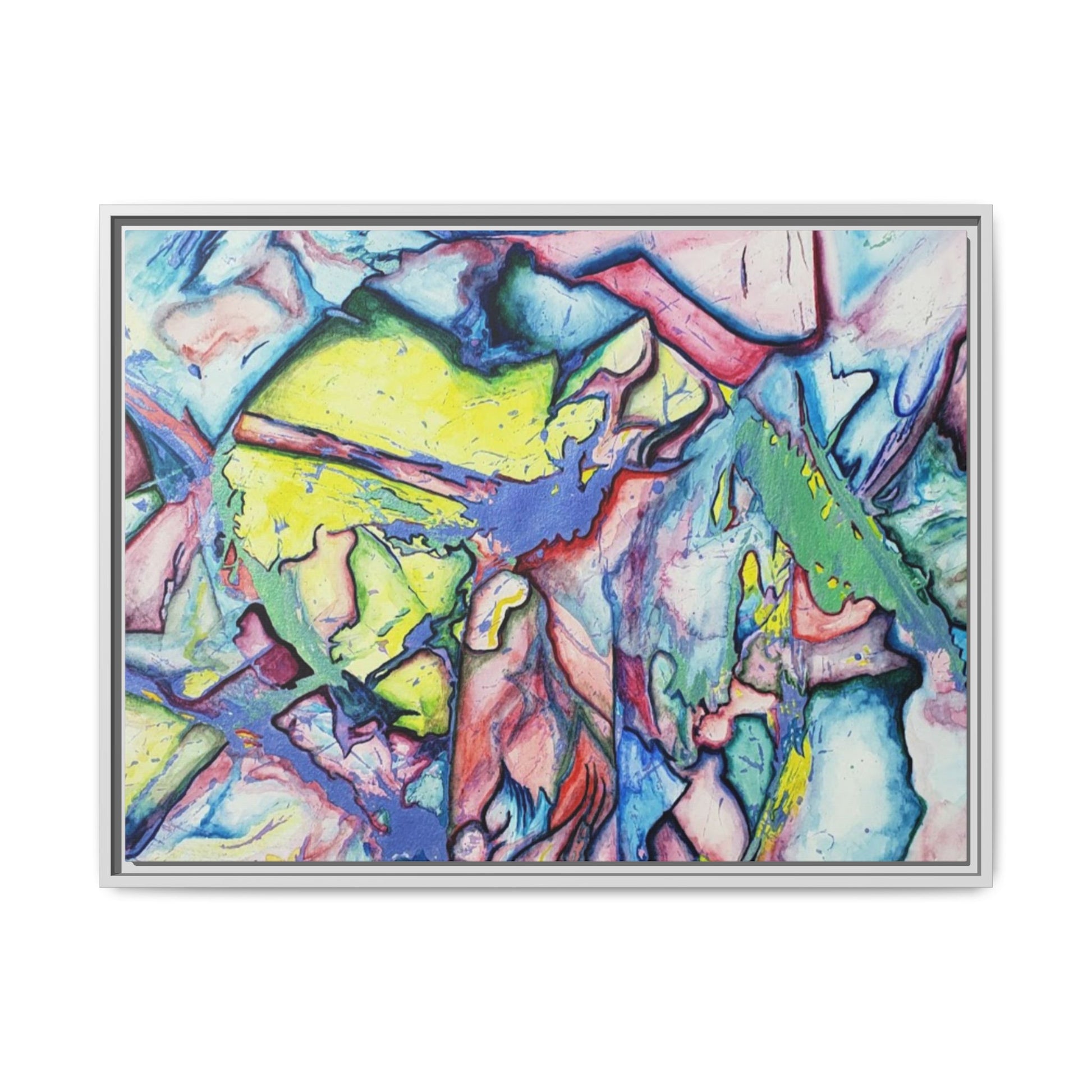 Alien Abstract Colorful Framed Canvas Art - Kia Day Design