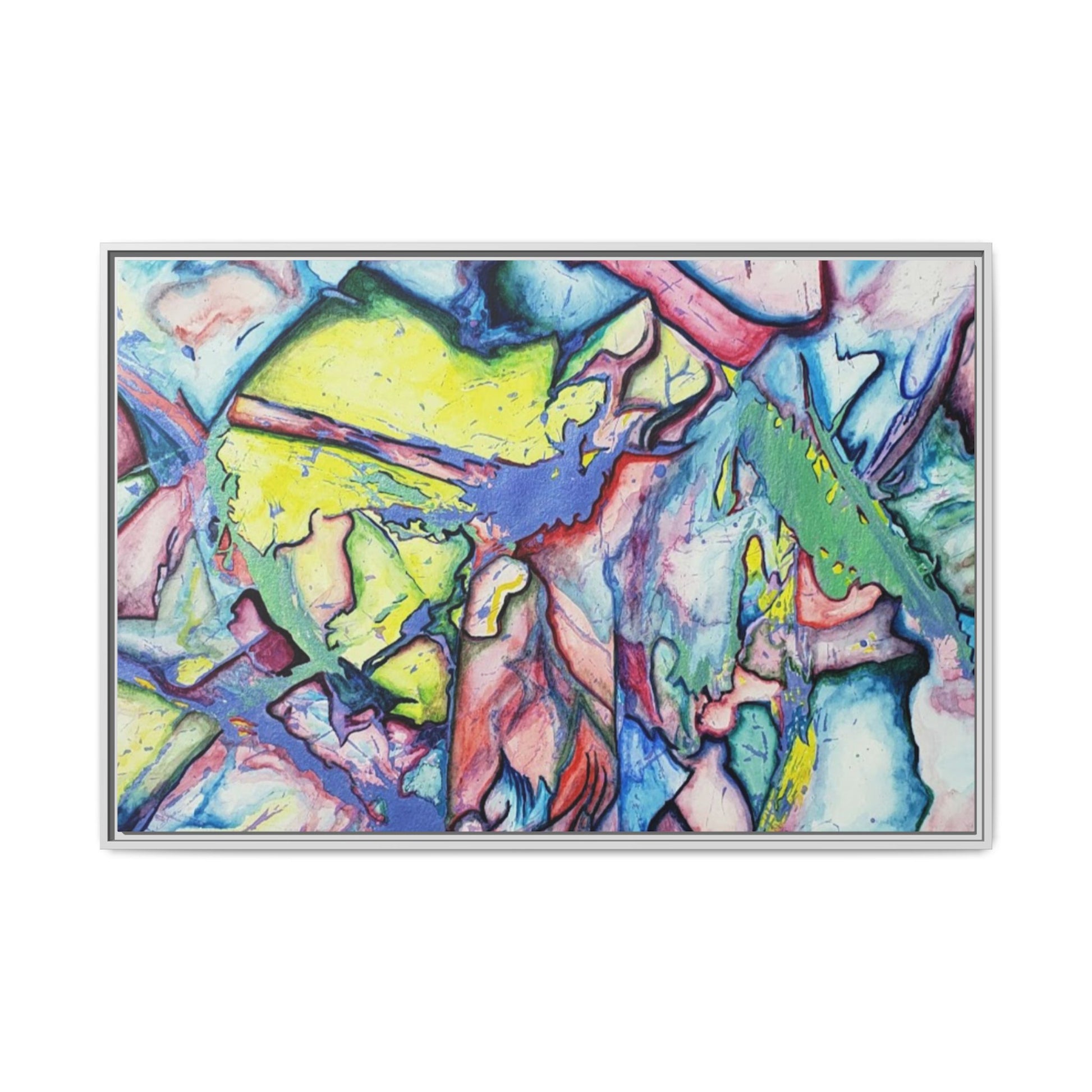 Alien Abstract Colorful Framed Canvas Art - Kia Day Design