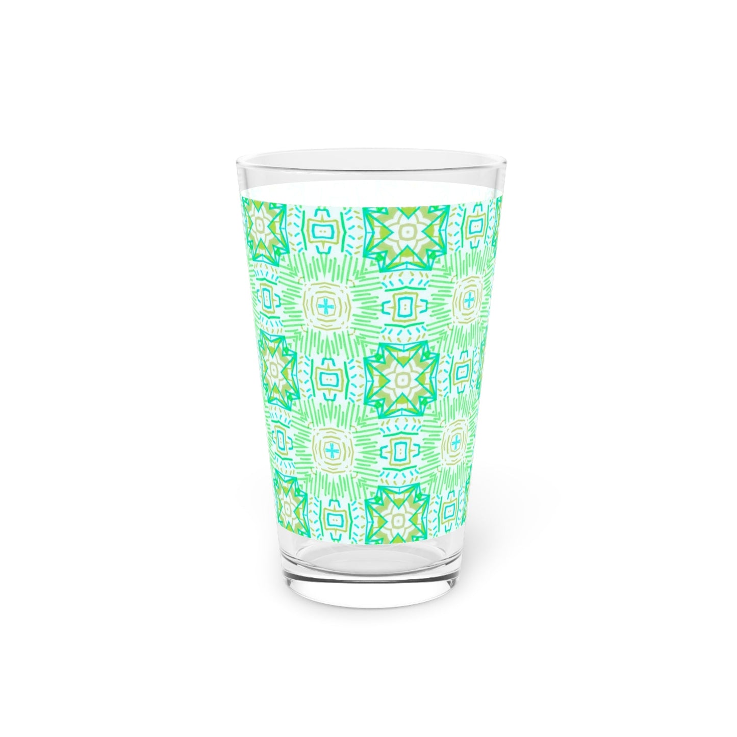 Light Green Geometric Pint Glass - 16oz - Kia Day Design