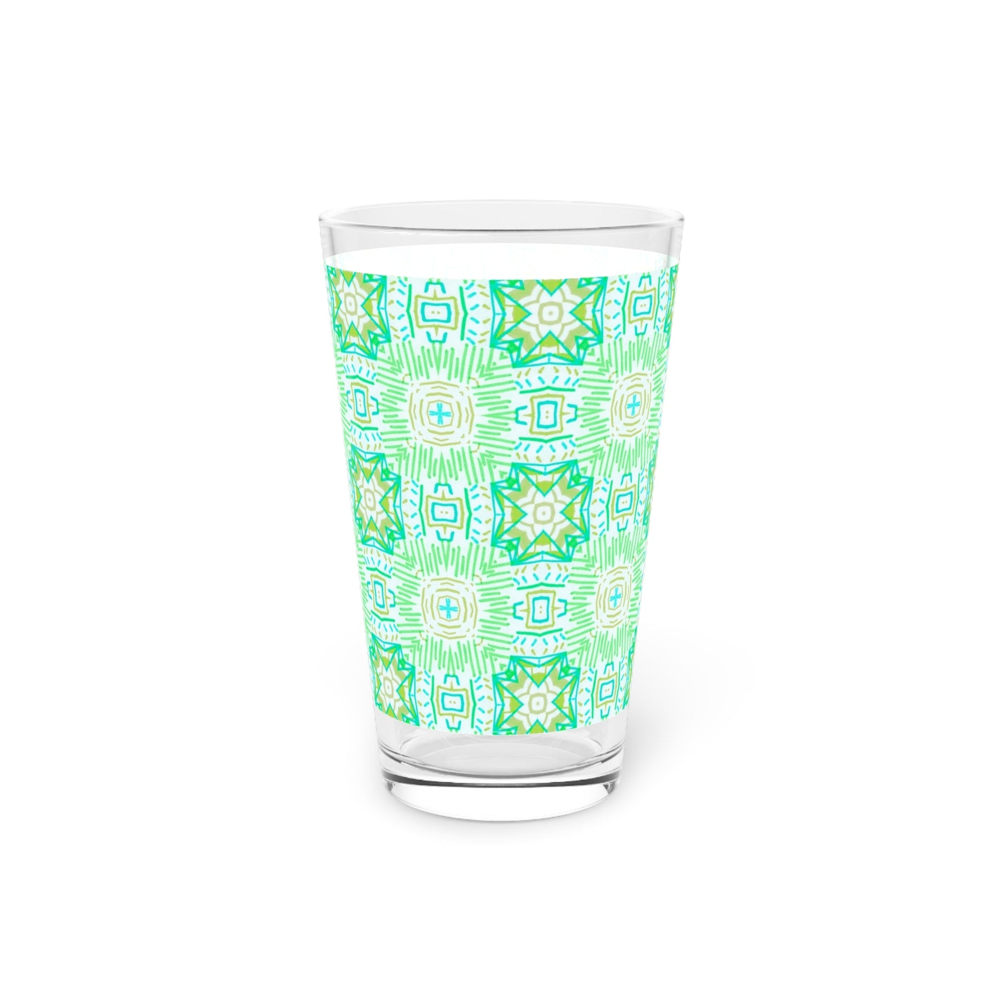 Light Green Geometric Pint Glass - 16oz - Kia Day Design