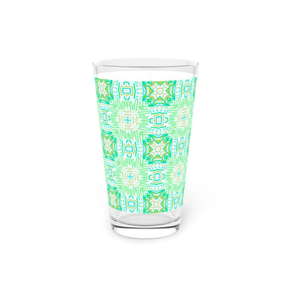 Light Green Geometric Pint Glass - 16oz - Kia Day Design
