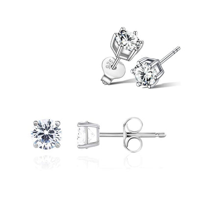 Adabele Sterling Silver CZ Stud Earrings - 4mm Hypoallergenic - - earrings