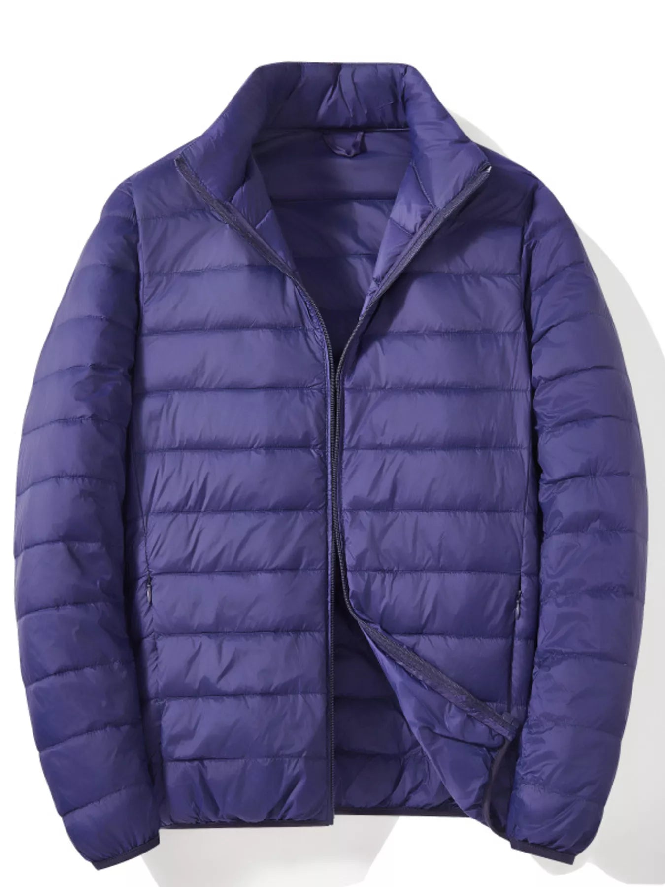Men's Plus Size Lightweight Zip Up Puffer Jacket - Navy -
