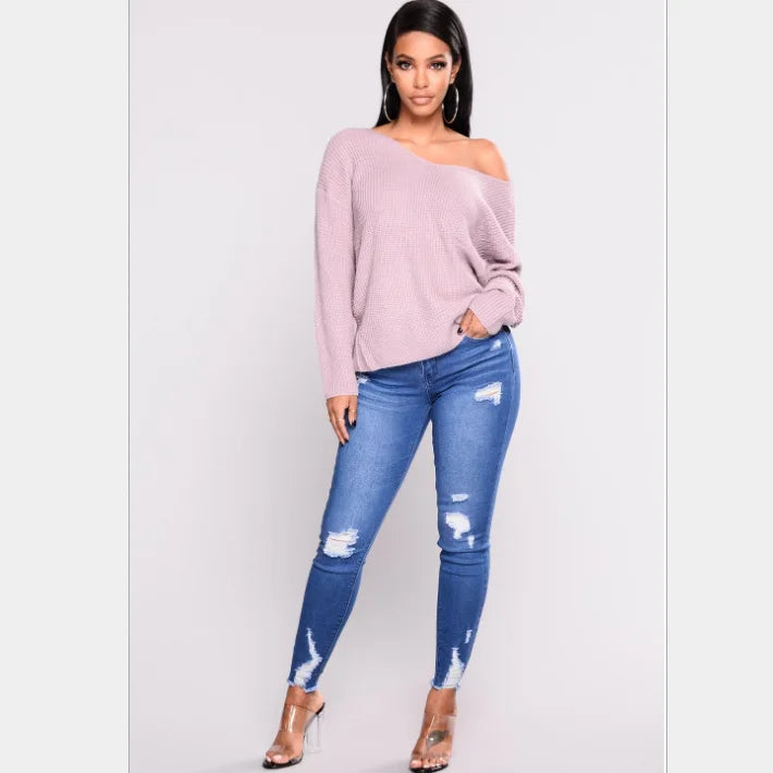 Distressed Jeans Women Denim Pants Pencil Jeans