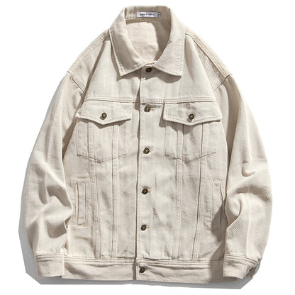 Retro Loose Jacket with Patch Design - Khaki M - jacket