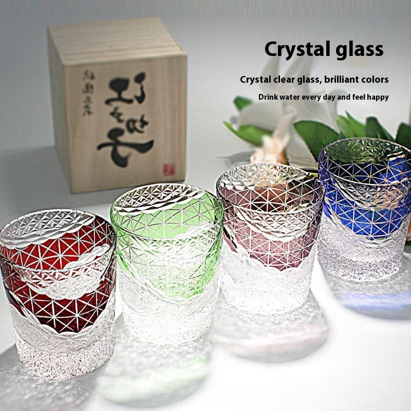 Edo Kiriko Japanese Handmade Cut Glass Cup – Single or Set of 4 - - Glass Art