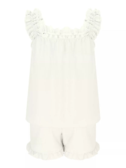 Ruffle Trim Sleeveless Top and Shorts Set- Shopimist- {{Product type}}