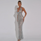 Womens Sequin Halter Fishtail Dress - Grey L - dress
