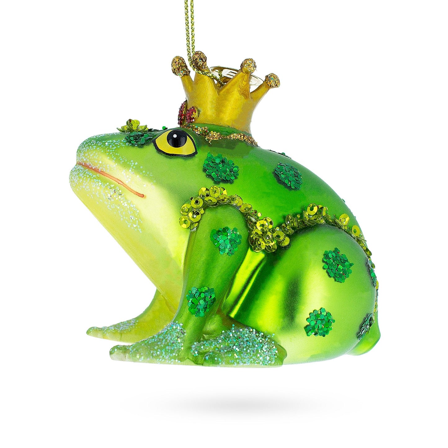 Regal Frog in Crown Glass Christmas Ornament - - Christmas Ornaments > Animals > Wild Animals