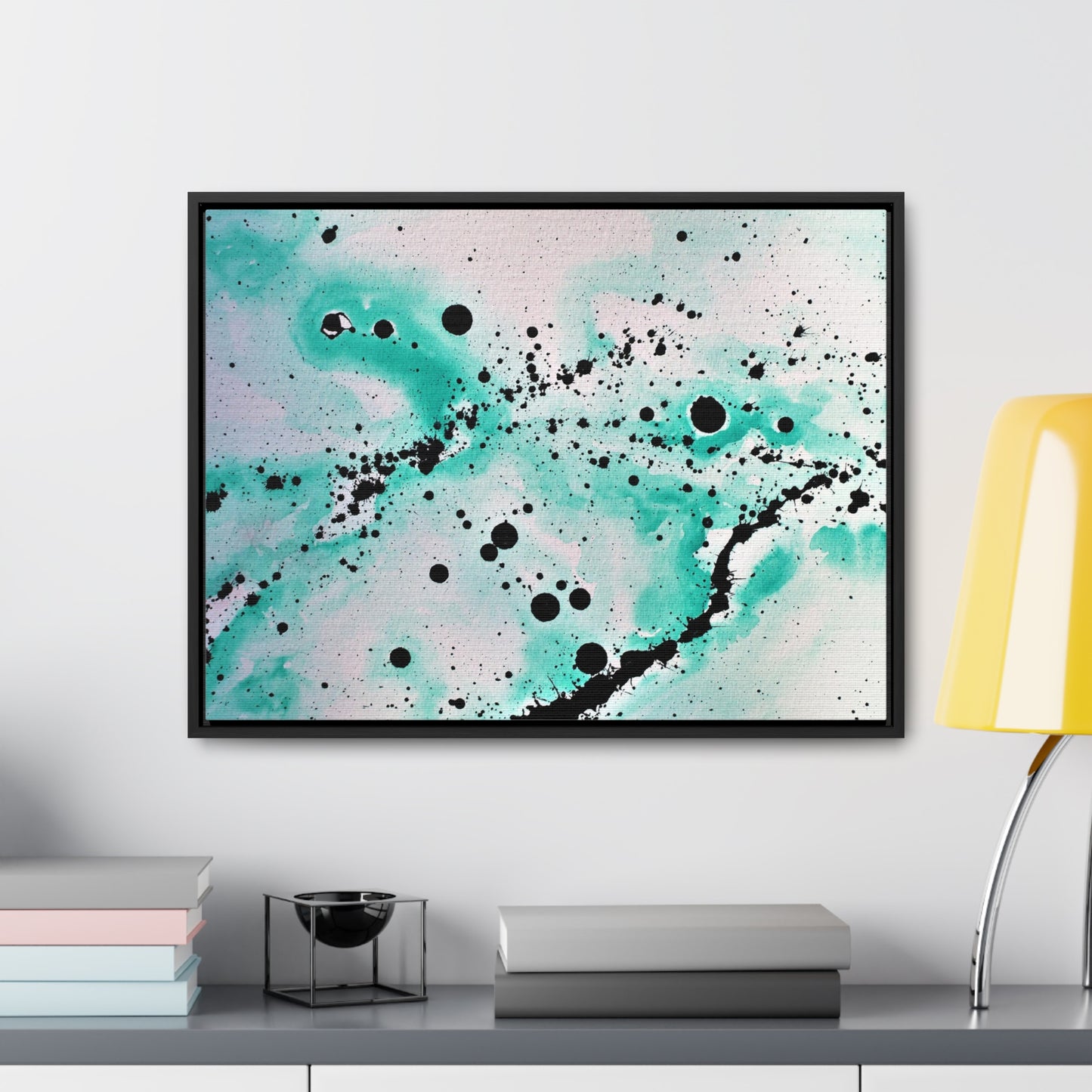 Teal Burst Gallery Canvas Wraps, Horizontal Frame