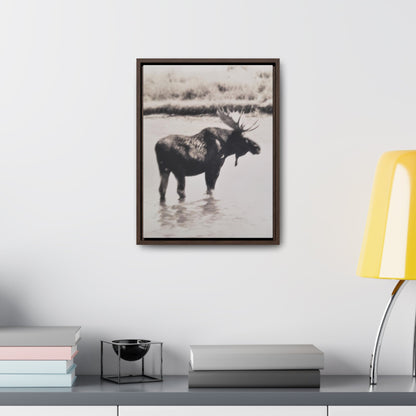 Yellowstone Bull Moose Gallery Canvas Wraps Vertical Frame 12″ x 16″ Premium Gallery Wraps (1.25″) Walnut