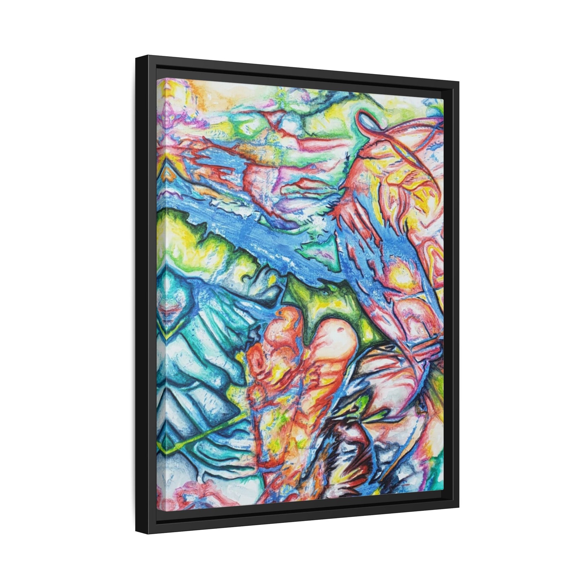 Multi-Color Abstract Framed Canvas Art Print - Kia Day Design