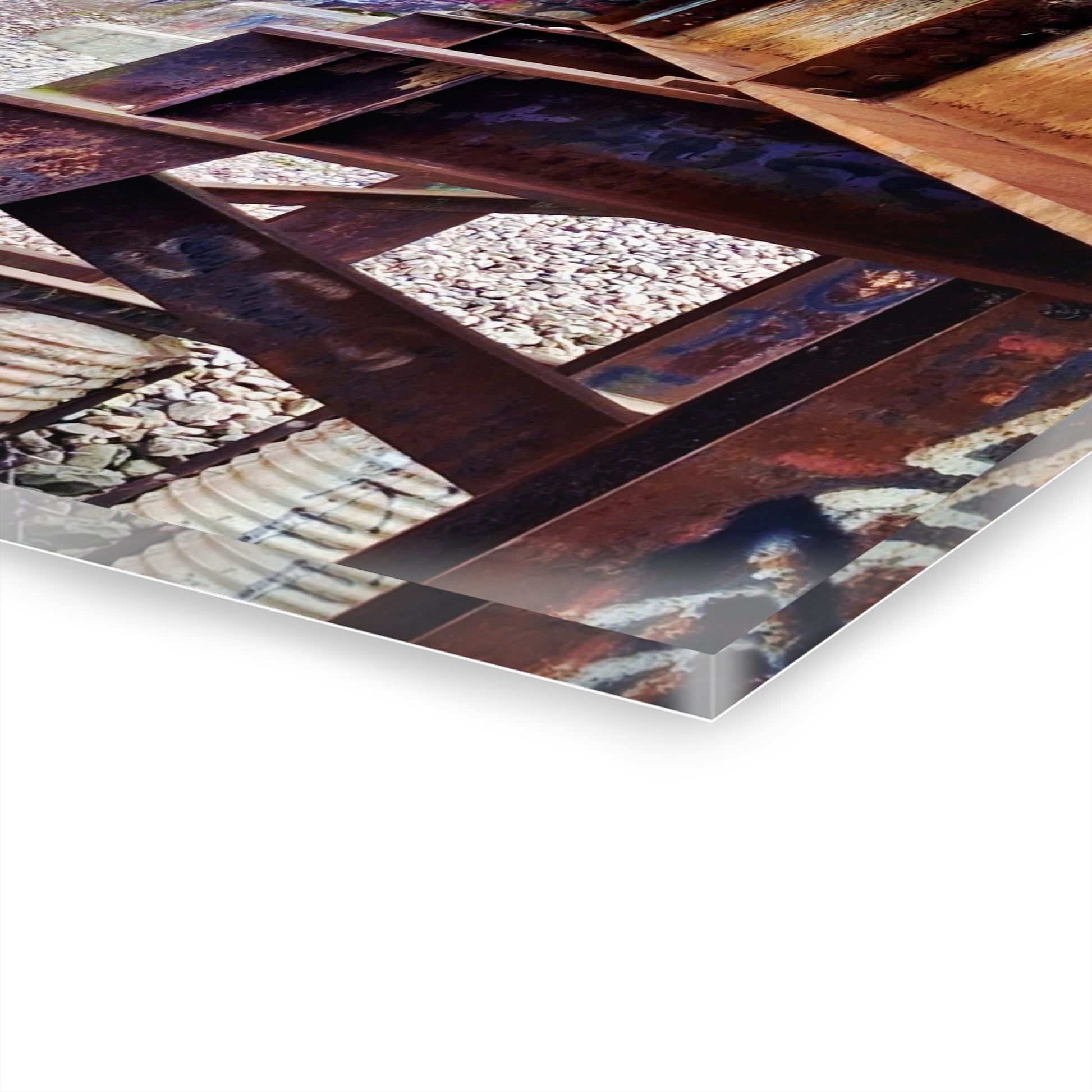 Urban Rust Photography Acrylic Print — Graffiti Underpass Wall Art French Cleat Hanging - - Home Decor