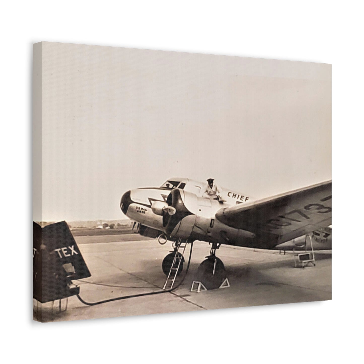 Refueling Mid-Contintent Chief Line Omaha Airport 1939 Stretched Canvas