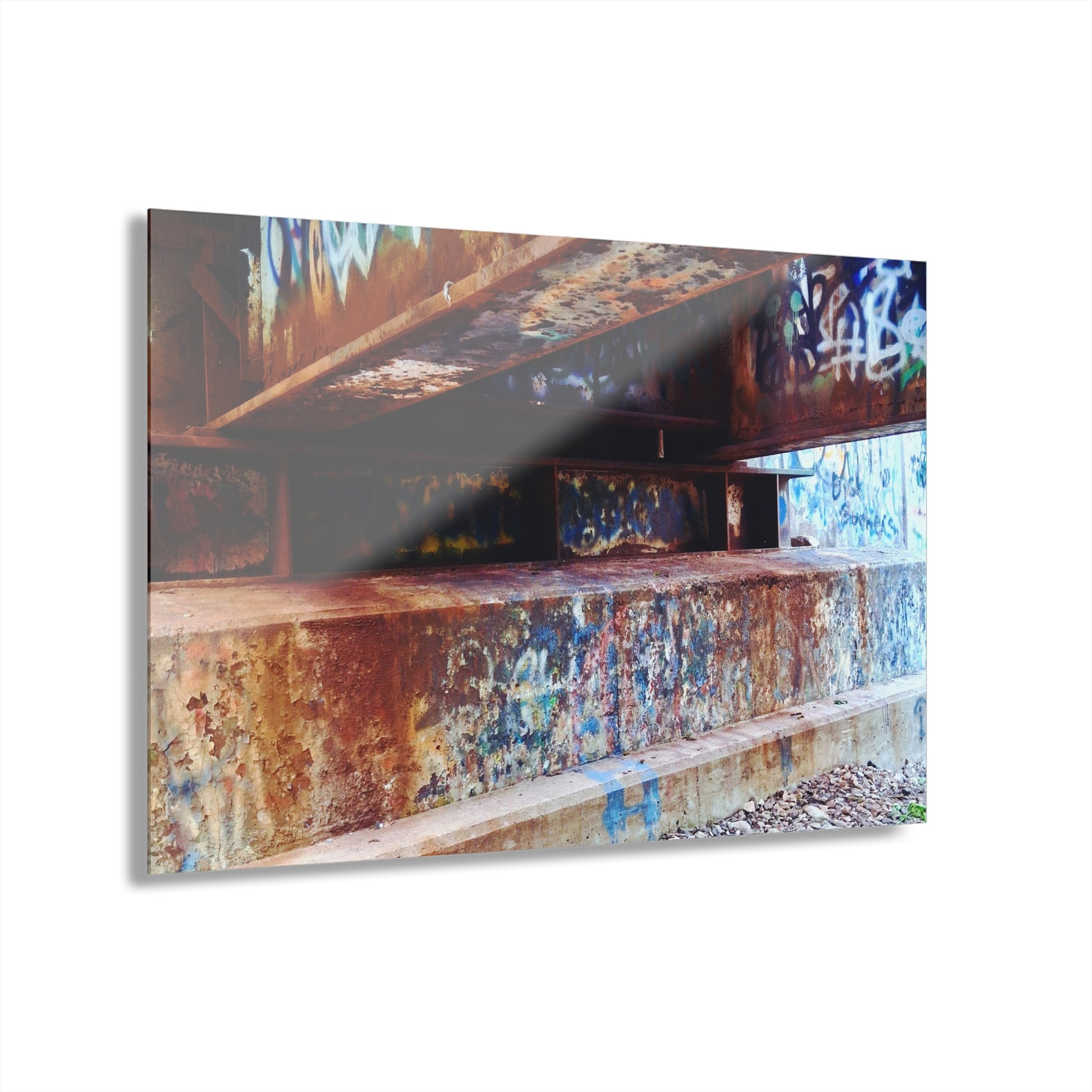 Acrylic Print — Urban Rust Graffiti Photograph French Cleat Hanging - - Home Decor