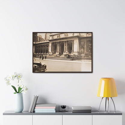New York Public Library Gallery Canvas Wraps Horizontal Frame 36″ x 24″ Walnut 1.25"