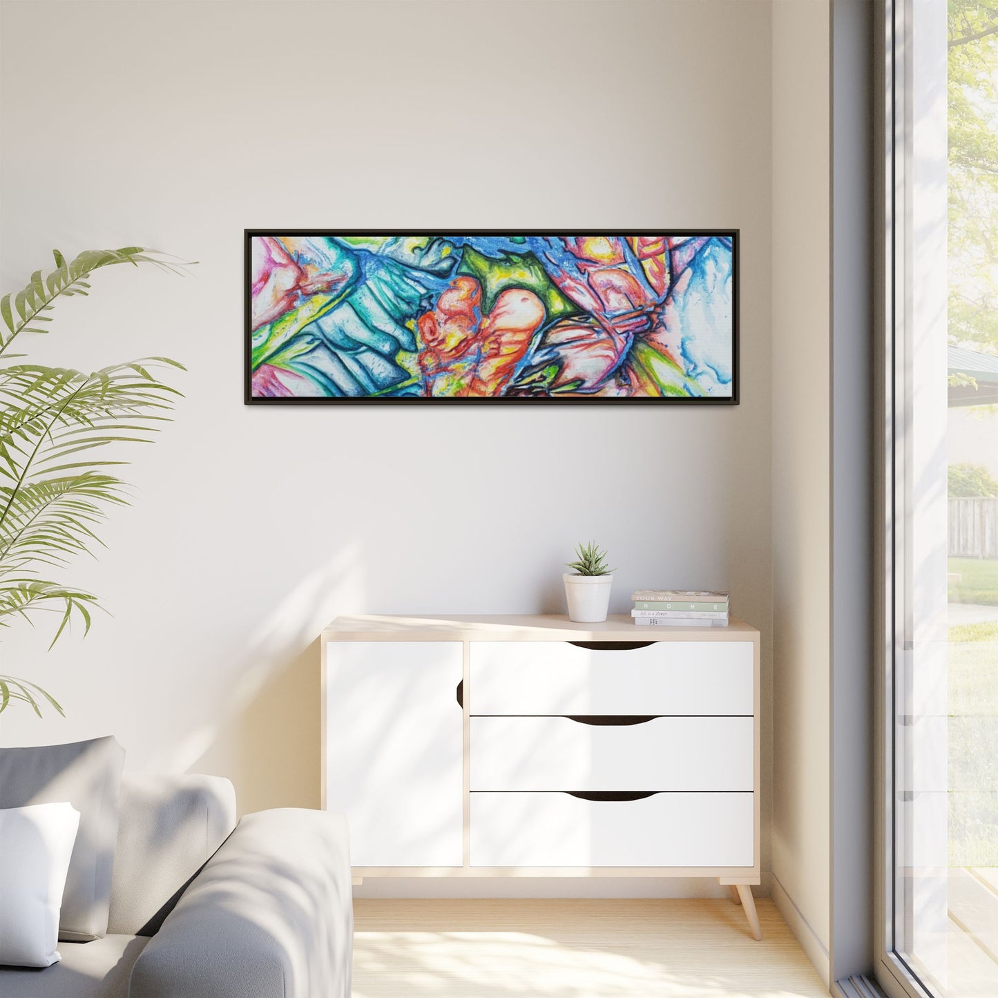 Multi-Color Abstract Framed Canvas Art Print - Kia Day Design