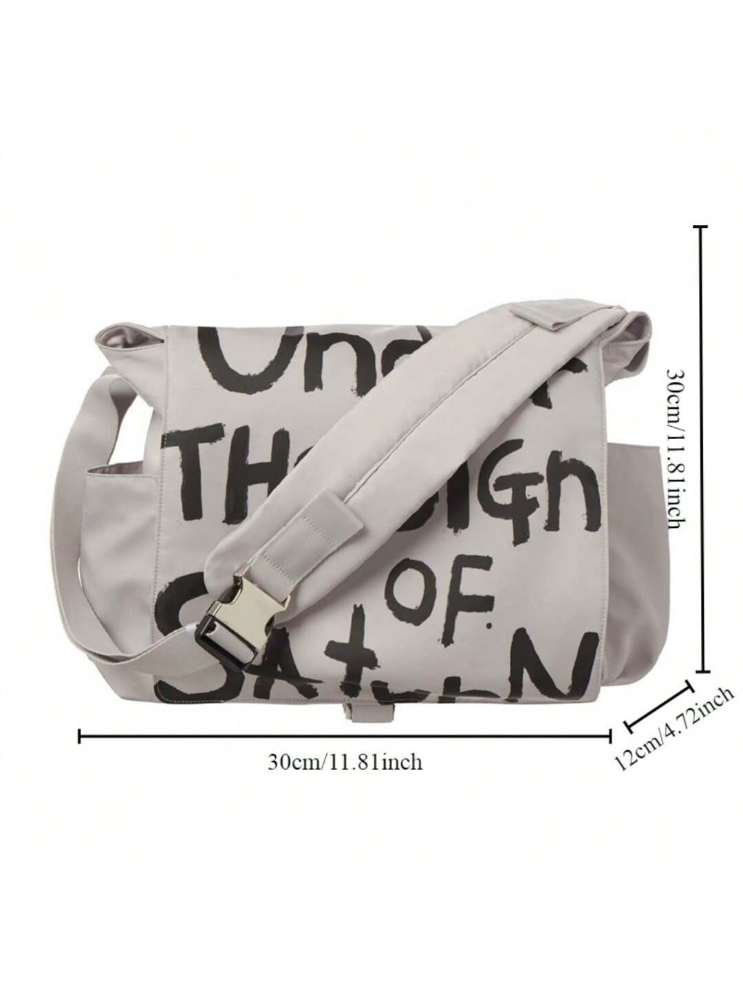 Canvas Messenger Bag Crossbody Bag Letter Printed Waterproof Shoulder Nylon College Student Women's Shoulder Bag Goth Punk Shoulder Satchels Harajuku Grunge Handbag - -