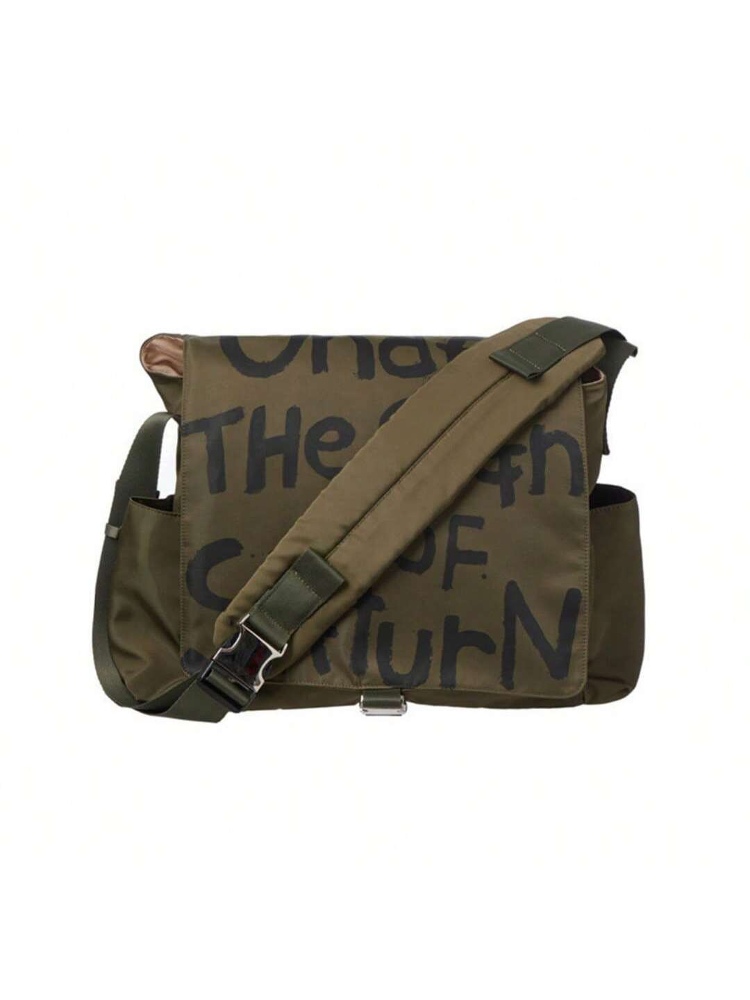 Canvas Messenger Bag Crossbody Bag Letter Printed Waterproof Shoulder Nylon College Student Women's Shoulder Bag Goth Punk Shoulder Satchels Harajuku Grunge Handbag - Green -