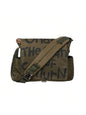 Canvas Messenger Bag Crossbody Bag Letter Printed Waterproof Shoulder Nylon College Student Women's Shoulder Bag Goth Punk Shoulder Satchels Harajuku Grunge Handbag - Green -