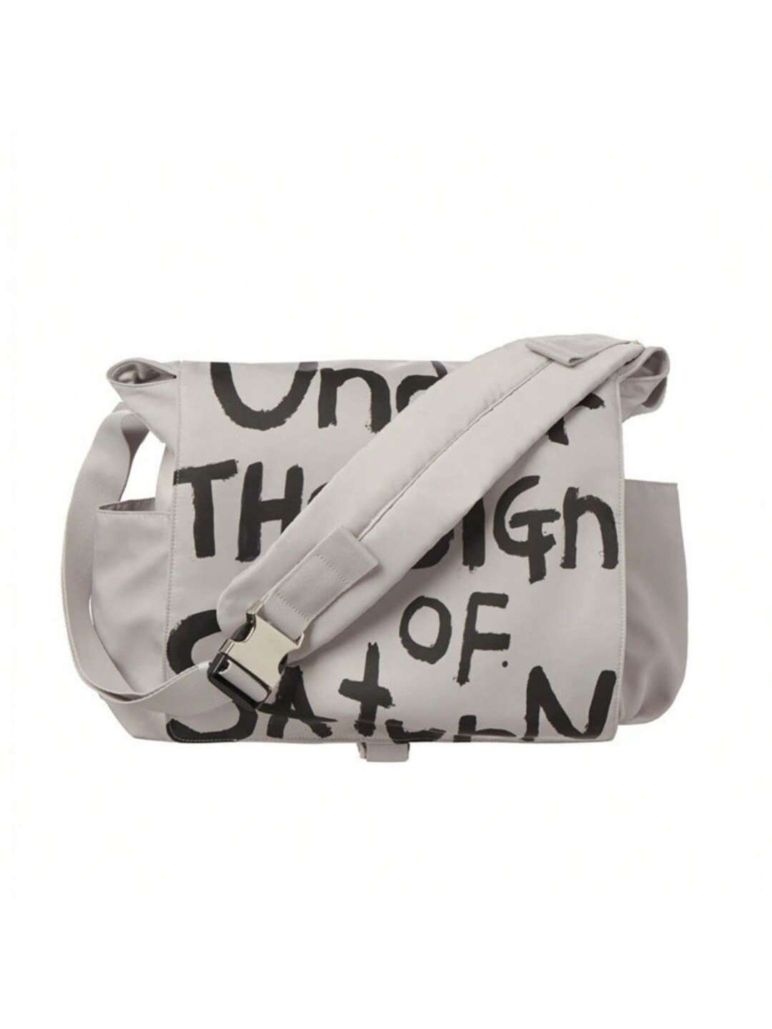 Canvas Messenger Bag Crossbody Bag Letter Printed Waterproof Shoulder Nylon College Student Women's Shoulder Bag Goth Punk Shoulder Satchels Harajuku Grunge Handbag - White -