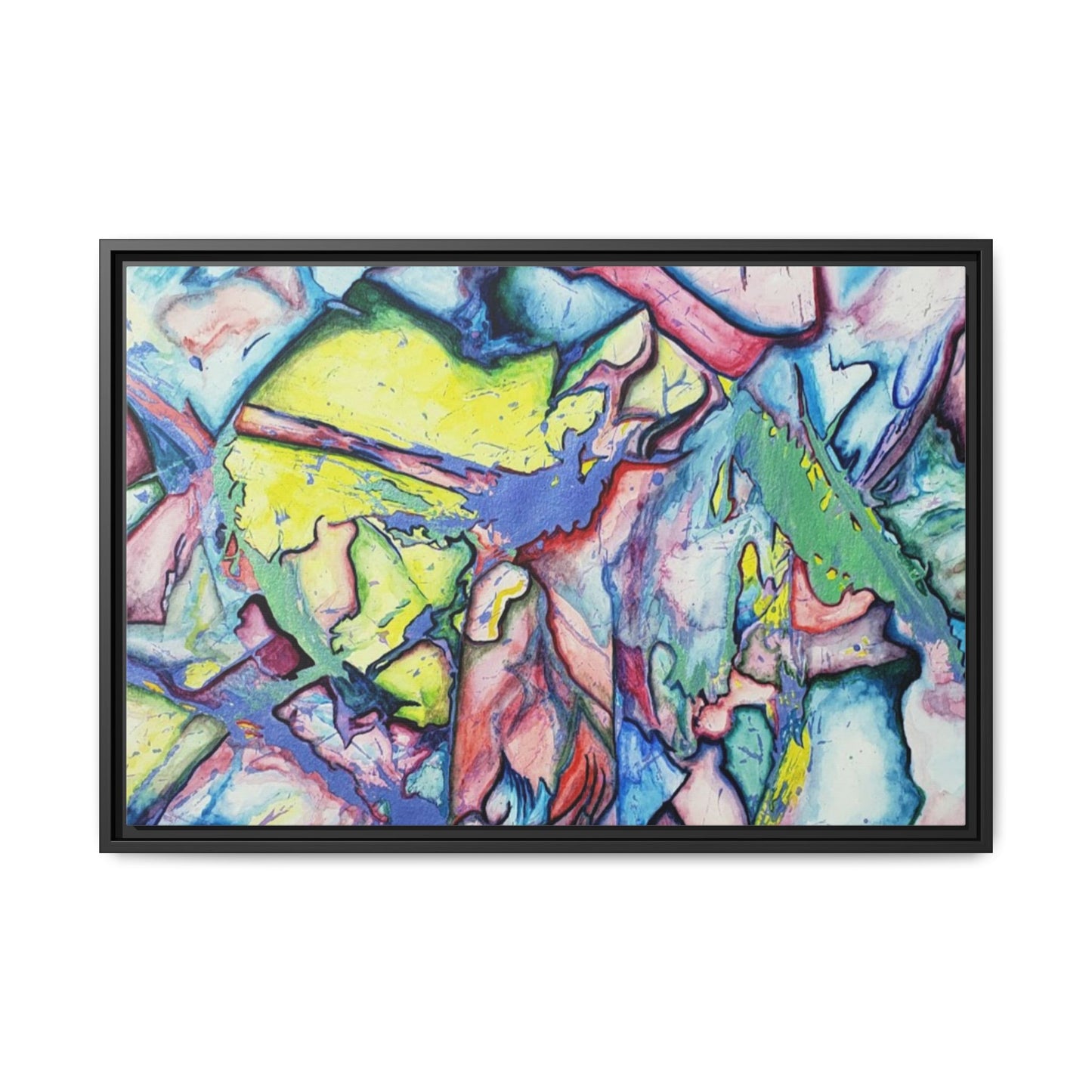 Alien Abstract Colorful Framed Canvas Art - Kia Day Design