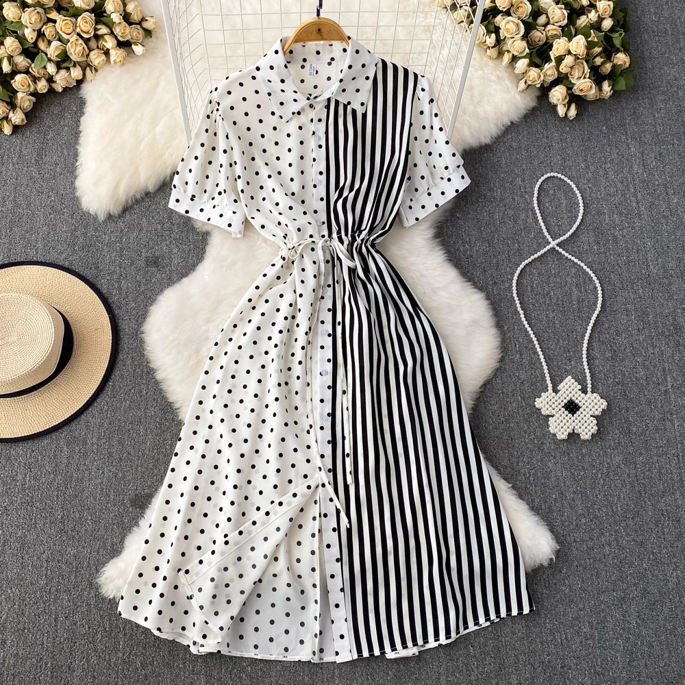 Woman Short Sleeve Shirt Dress