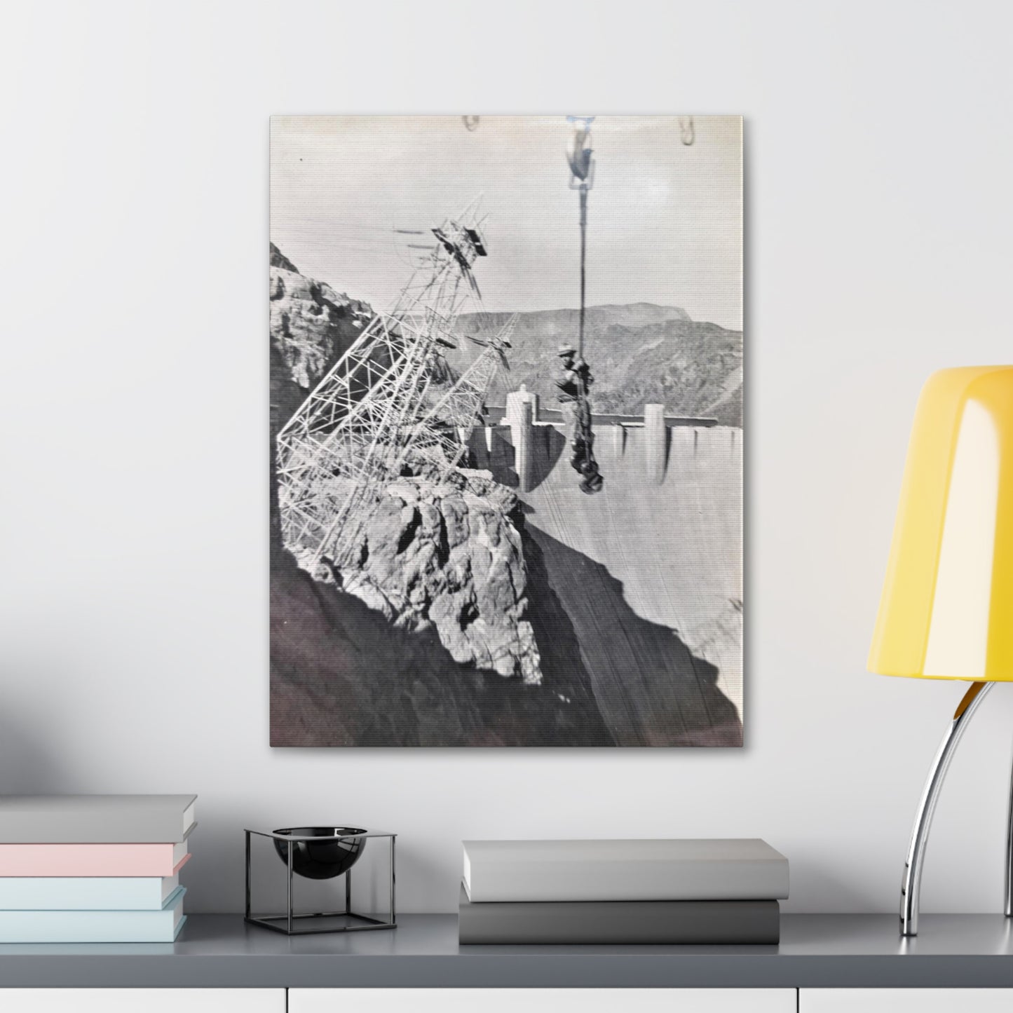 Suspended Boulder Dam Worker Canvas Gallery Wraps