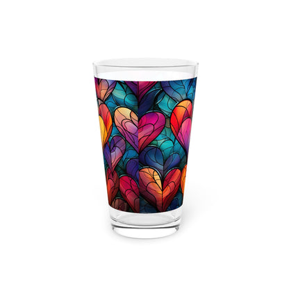 Love in Full Spectrum: A Vibrant Rainbow Heart Stained Glass artwork on a 16oz Pint Glass Gift idea gifts for home decor housewarming gift - - Mug