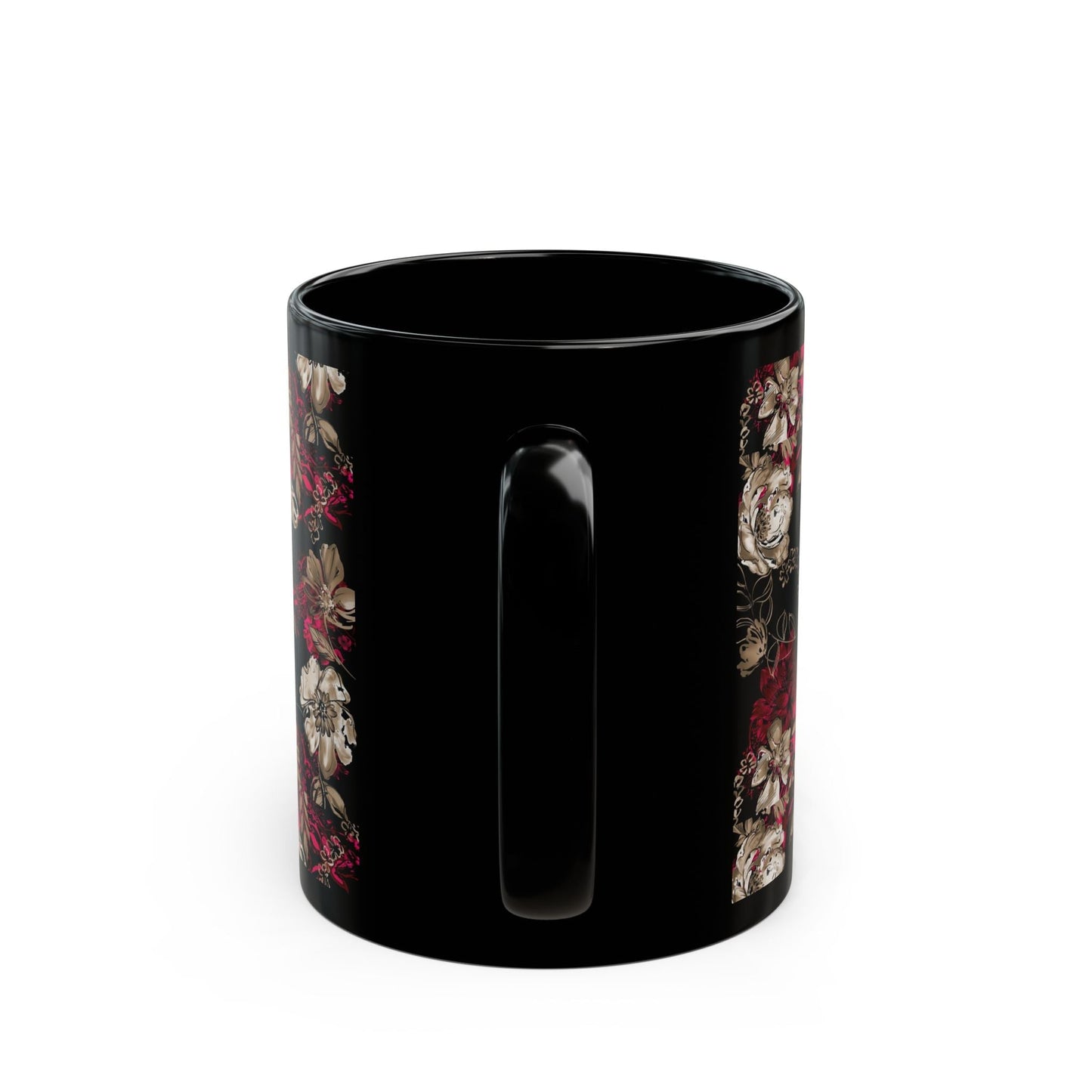 Rose Floral Black Mug - Kia Day Design