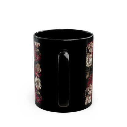 Rose Floral Black Mug - Kia Day Design