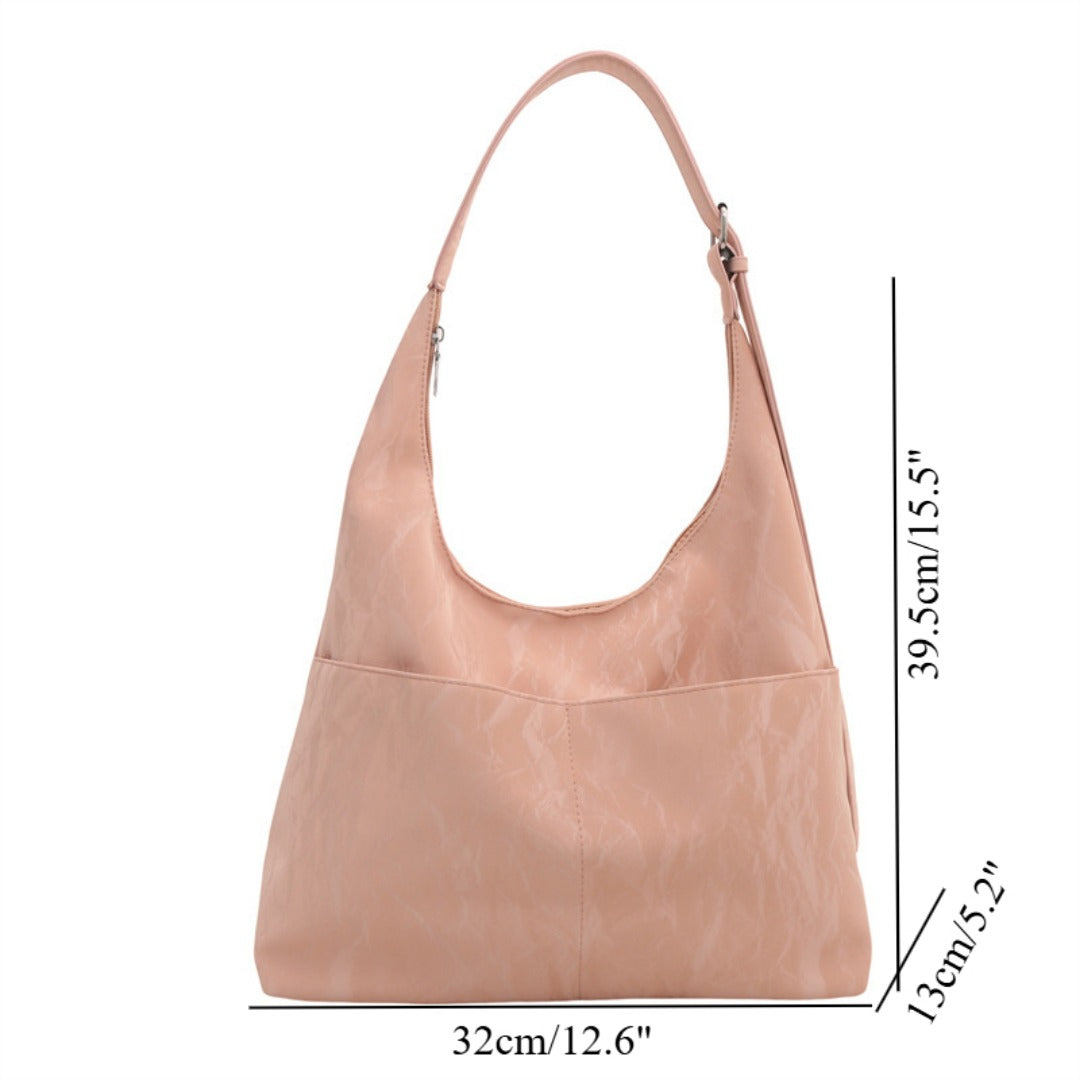 Soft large capacity hobo bag, women's summer work shoulder bag, shoulder bag, casual commuter tote bag - -