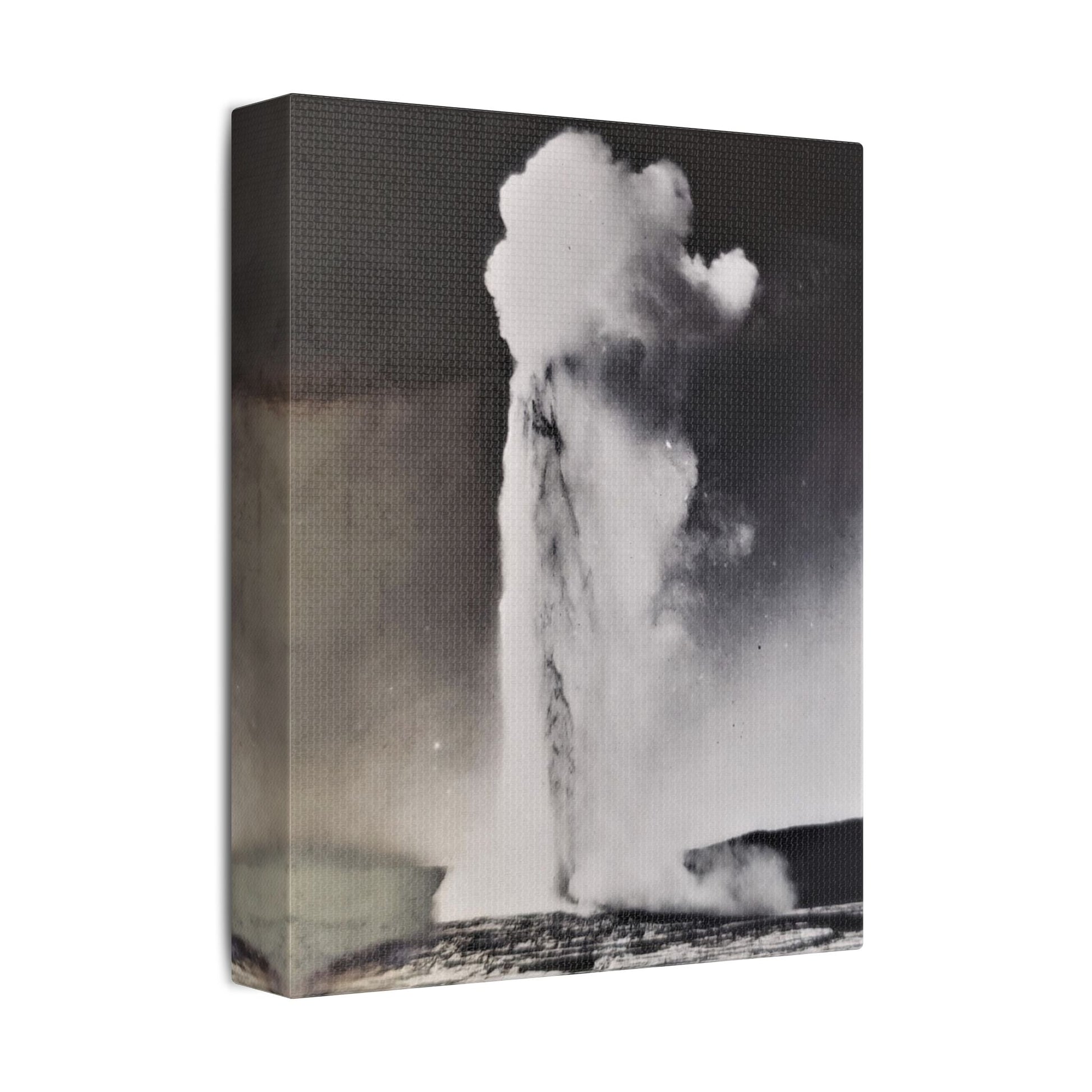 Old Faithful Geyser Yellowstone Satin Canvas Stretched