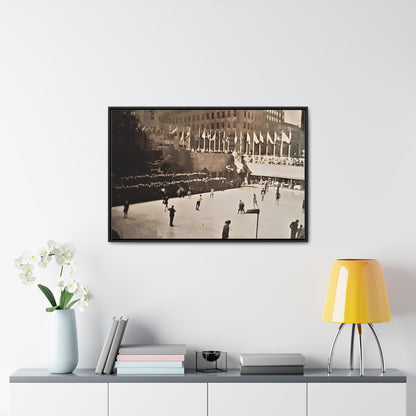 Rockefeller Plaza Easter 1945 Gallery Canvas Wraps Horizontal Frame 36″ x 24″ Black 1.25"