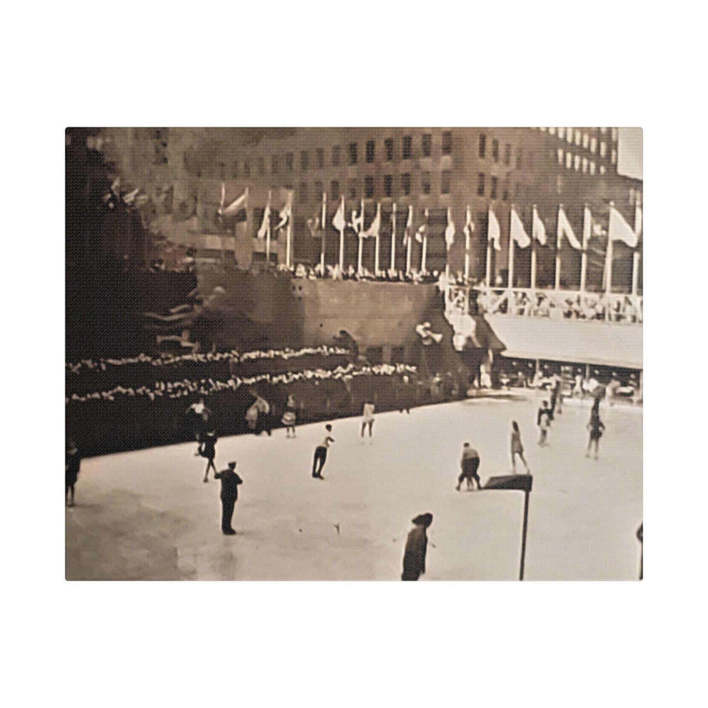 Rockefeller Plaza Easter 1945 Satin Canvas, Stretched