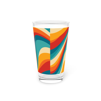 Colorful Retro Swirl 16oz Pint Glass - Kia Day Design