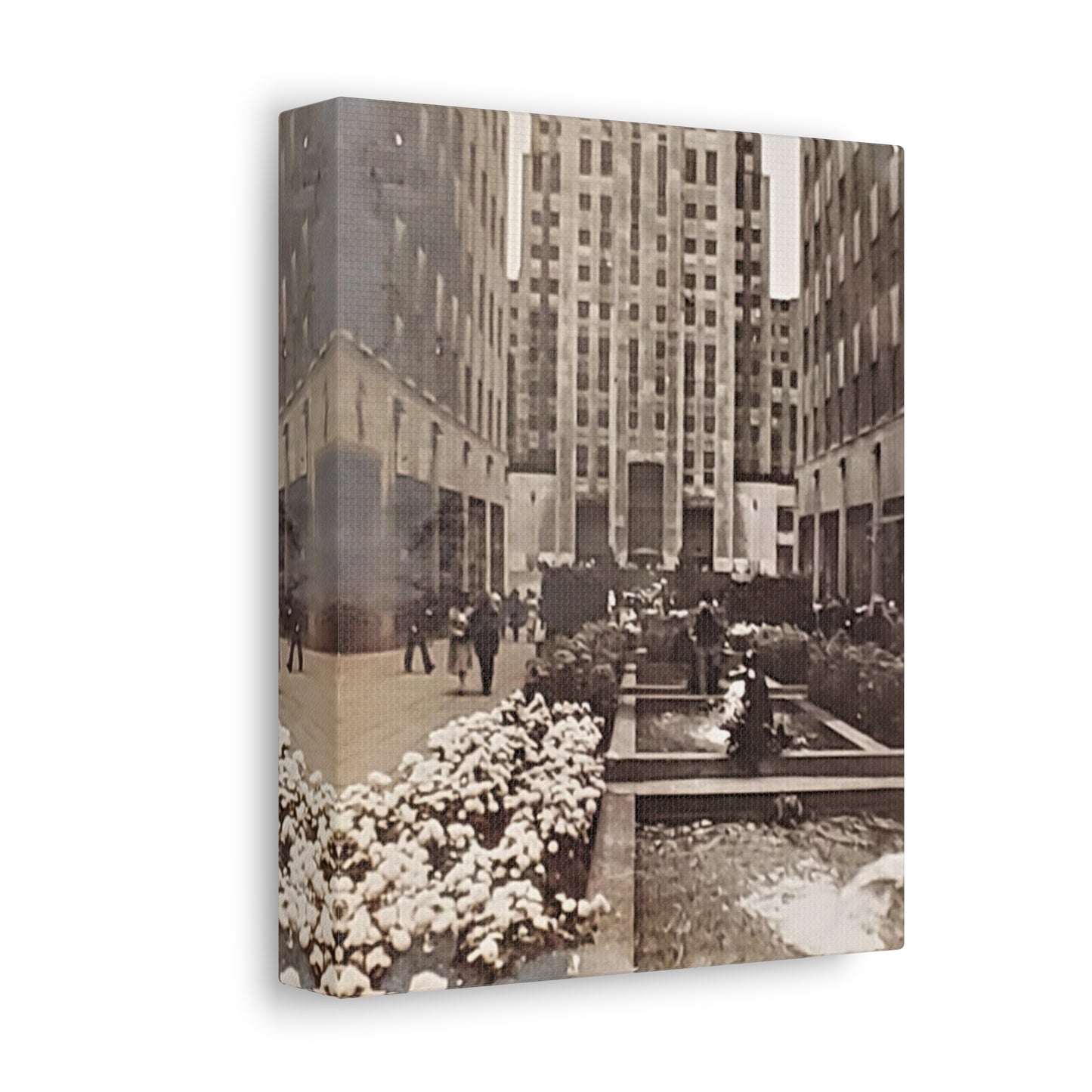 Rockefeller Plaza Stretched Canvas