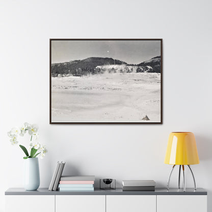 Mammoth Hot Springs Yellowstone Gallery Canvas Wraps Horizontal Frame 40″ x 30″ Walnut Premium Gallery Wraps (1.25″)