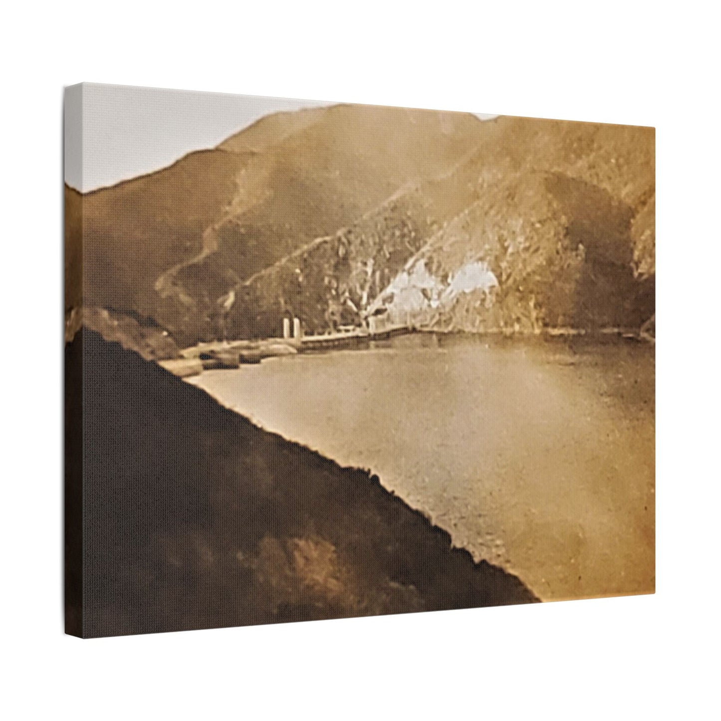 Morris Dam Lake Satin Canvas Stretched
