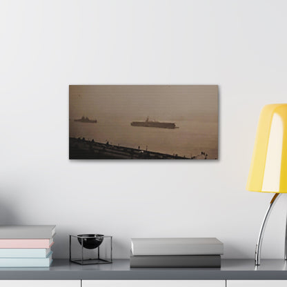 Navy Day New York Hudson River October 27th 1945 War Ships Canvas Gallery Wraps 20″ x 10″ 1.25"