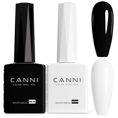 CANNI 2Pcs Hema-Free Black White Gel Nail Polish Set - Black White - nail polish