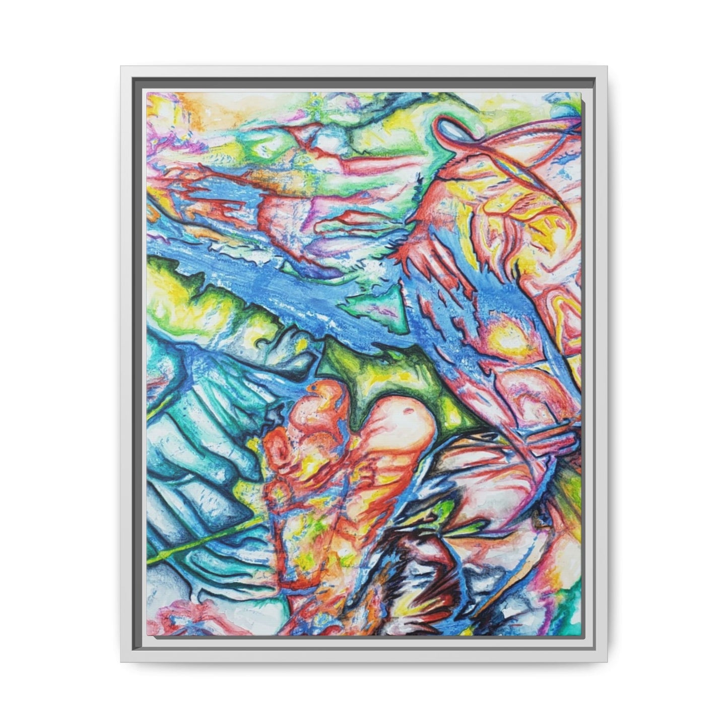 Multi-Color Abstract Framed Canvas Art Print - Kia Day Design