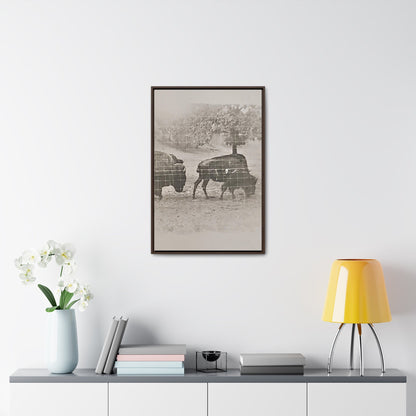 Buffalo at Redwood Falls Gallery Canvas Wraps Vertical Frame 20″ x 30″ Premium Gallery Wraps (1.25″) Walnut