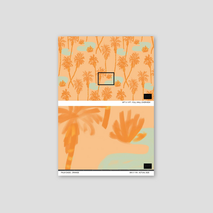 Palm Oasis Wallpaper, orange and mint- Samantha Santana Creative- {{Product type}}