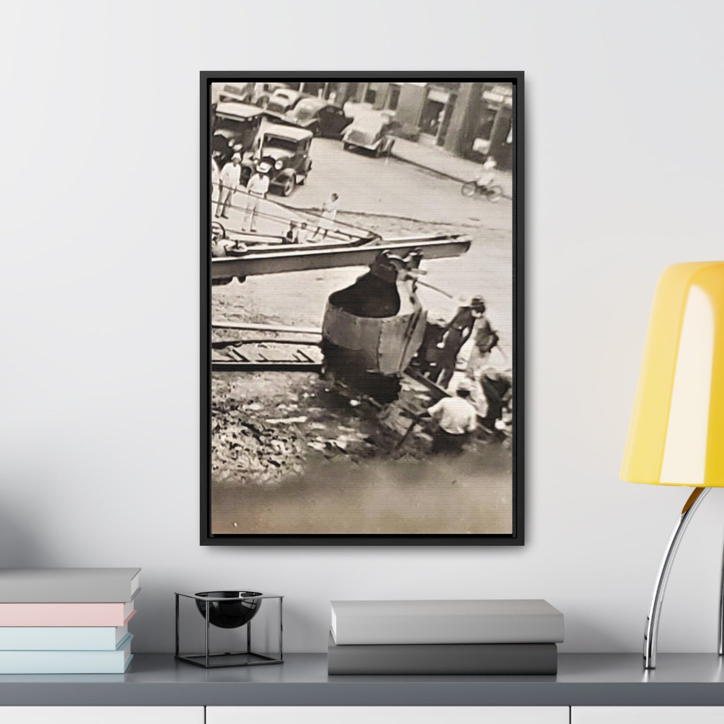 Concrete Worker Gallery Canvas Wraps, Vertical Frame